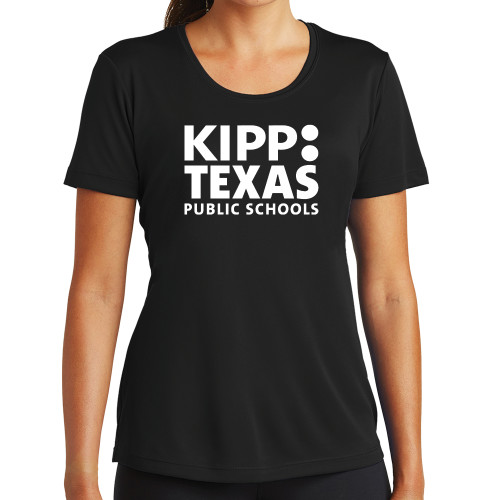 Womens Black Performance Tee-KIPP Texas Stacked Logo