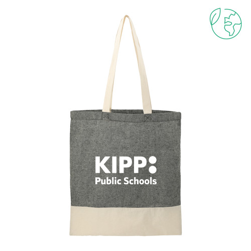 Split Recycled Black Cotton Twill Convention Tote-KIPP Public Schools