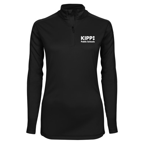 Syntrel Womens Black Interlock 1/4 Zip-KIPP Public Schools