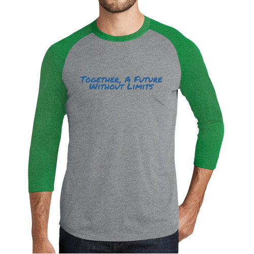 Grey/Kelly Heather Triblend Baseball Raglan Tee-Tagline