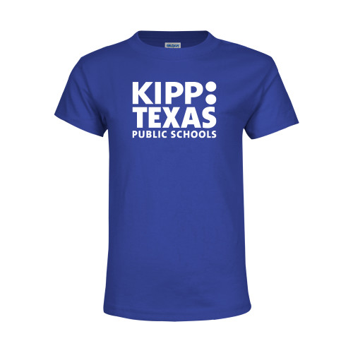 Youth Royal T Shirt-KIPP Texas Stacked Logo