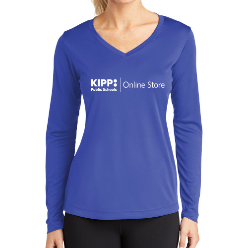 Womens Royal Performance Long Sleeve V Neck Shirt-Online Store