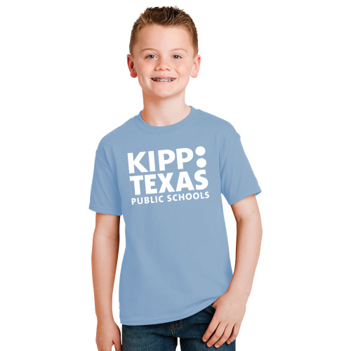 Youth Light Blue T Shirt-KIPP Texas Stacked Logo
