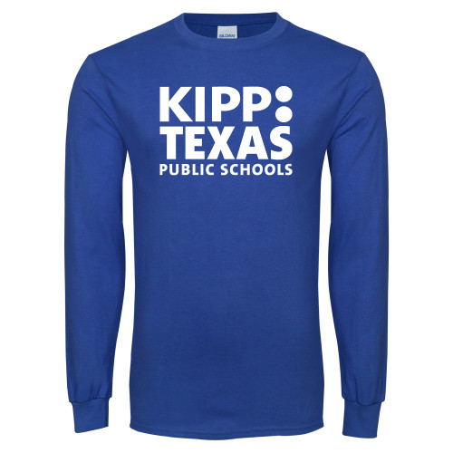 Royal Long Sleeve T Shirt-KIPP Texas Stacked Logo