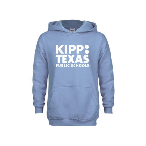 Youth Light Blue Fleece Hoodie-KIPP Texas Stacked Logo
