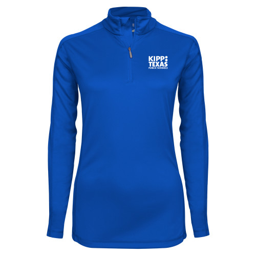 Syntrel Womens Royal Interlock 1/4 Zip-KIPP Texas Stacked Logo