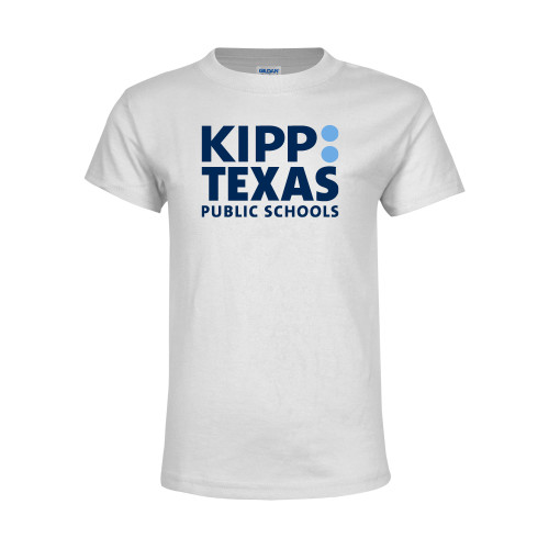 Youth White T Shirt-KIPP Texas Stacked Logo