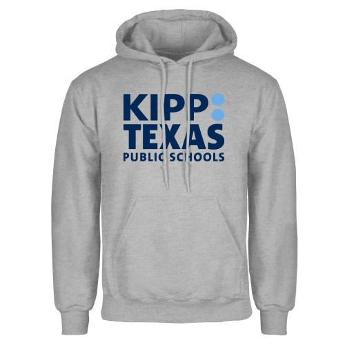 Grey Fleece Hoodie-KIPP Texas Stacked Logo