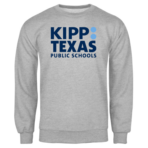 Grey Fleece Crew-KIPP Texas Stacked Logo