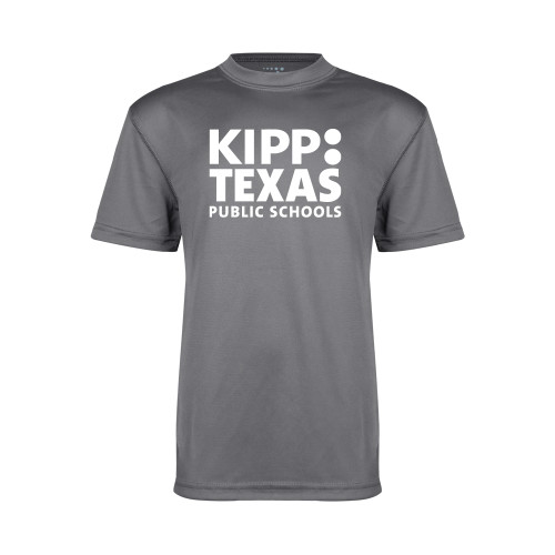 Youth Performance Grey Concrete Tee-KIPP Texas Stacked Logo