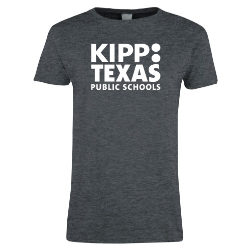 Womens Dark Heather Short Sleeve Tee-KIPP Texas Stacked Logo
