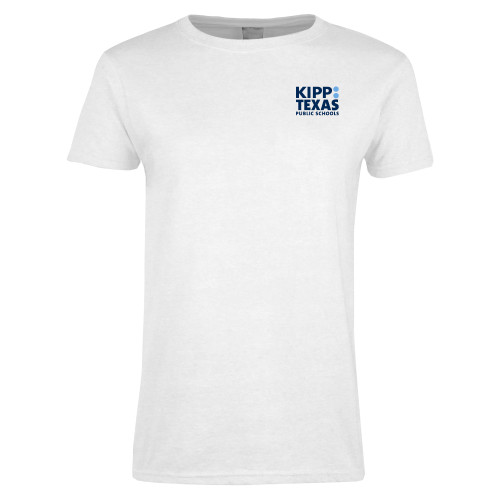 Womens White Short Sleeve Tee-KIPP Texas Stacked Logo