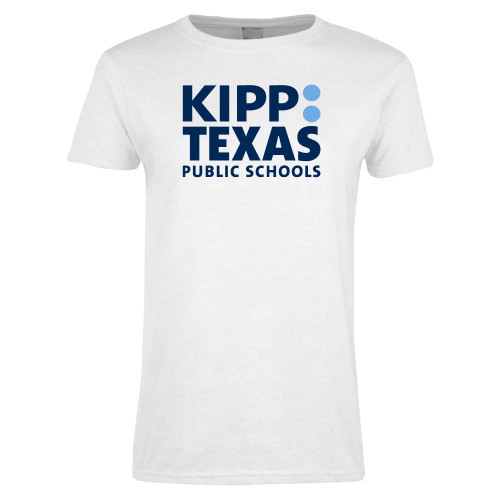 Womens White Short Sleeve Tee-KIPP Texas Stacked Logo
