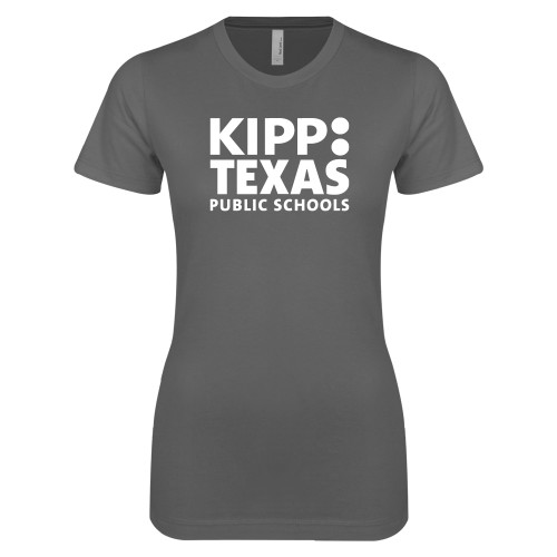 Next Level Womens Charcoal Boyfriend Tee-KIPP Texas Stacked Logo