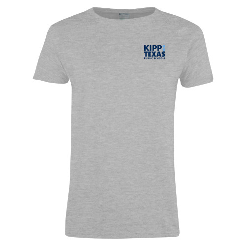 Womens Grey Short Sleeve Tee-KIPP Texas Stacked Logo