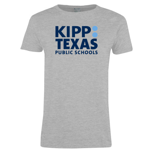 Womens Grey Short Sleeve Tee-KIPP Texas Stacked Logo