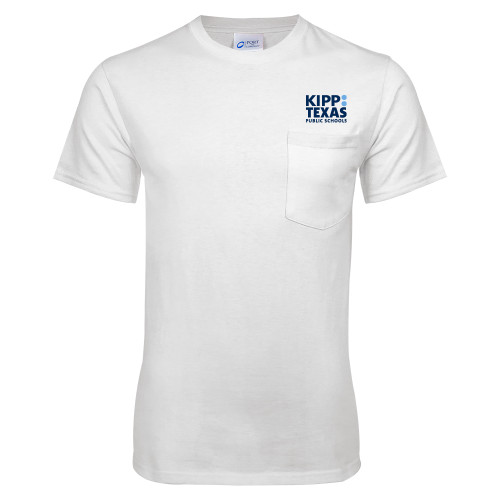 White T-Shirt w/Pocket-KIPP Texas Stacked Logo