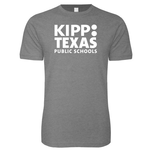 Next Level Heather Grey SoftStyle T Shirt-KIPP Texas Stacked Logo