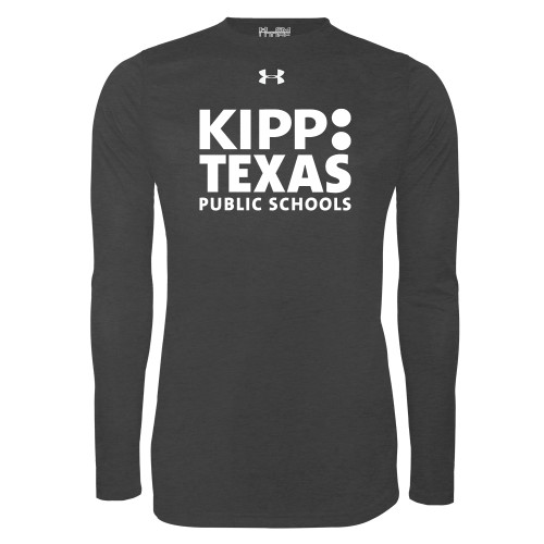 Under Armour Carbon Heather Long Sleeve Tech Tee-KIPP Texas Stacked Logo