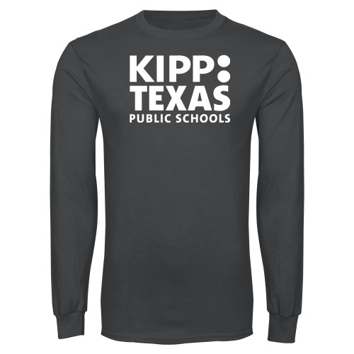 Charcoal Long Sleeve T Shirt-KIPP Texas Stacked Logo