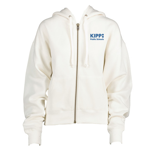 ENZA Womens White Boxy Full Zip Hood-KIPP Public Schools