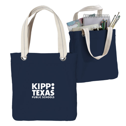 Allie Navy Canvas Tote-KIPP Texas Stacked Logo