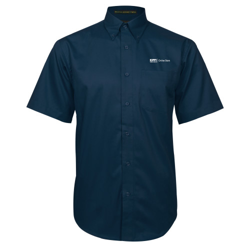 Navy Twill Button Down Short Sleeve-Online Store