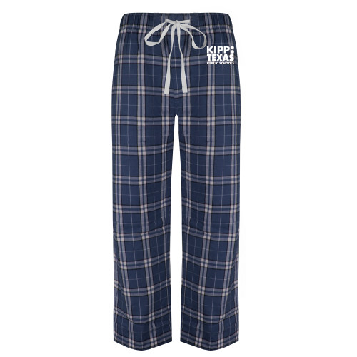 Navy/White Flannel Pajama Pant-KIPP Texas Stacked Logo