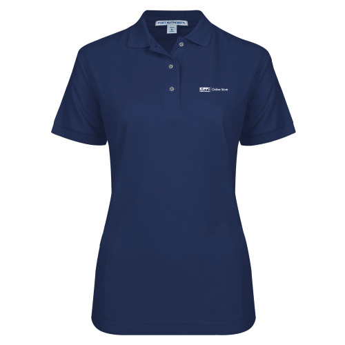 Womens Silk Touch Navy Pique Polo-Online Store