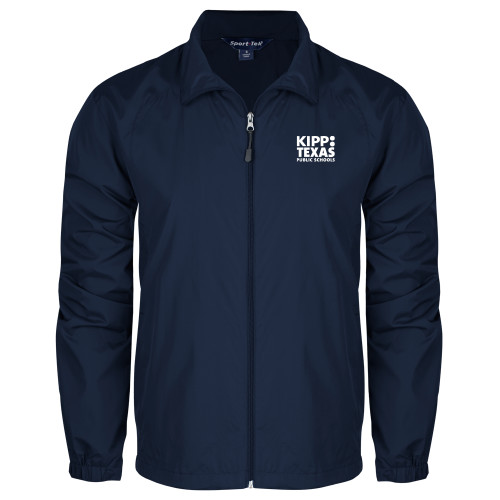 Navy Full Zip Wind Jacket-KIPP Texas Stacked Logo