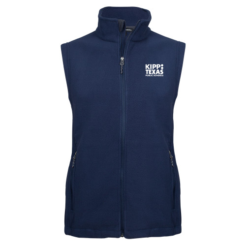 Navy Fleece Full Zip Vest-KIPP Texas Stacked Logo