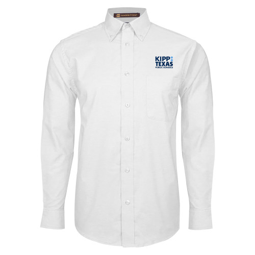 White Oxford Long Sleeve Shirt-KIPP Texas Stacked Logo