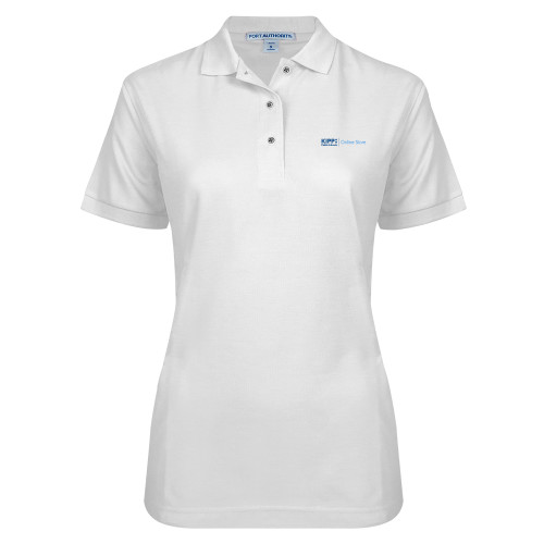 Womens Silk Touch White Pique Polo-Online Store