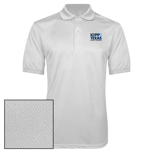 White Dry Mesh Polo-KIPP Texas Stacked Logo