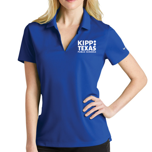 Nike Womens Royal Dri Fit Micro Pique Polo-KIPP Texas Stacked Logo