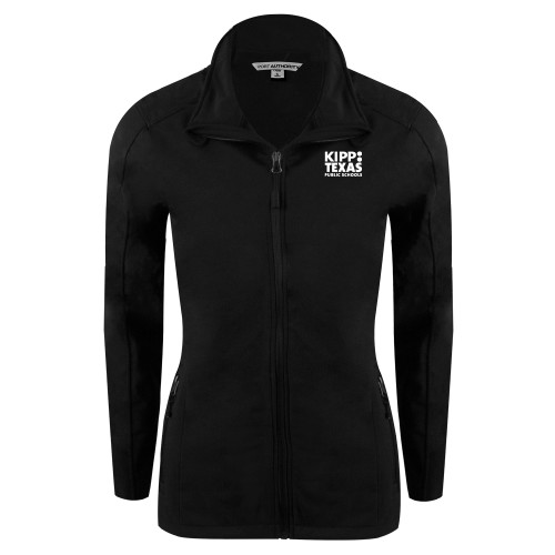 Womens Black Softshell Jacket-KIPP Texas Stacked Logo