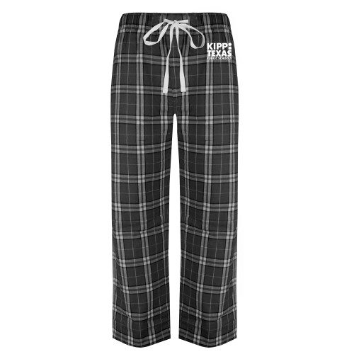 Black/Grey Flannel Pajama Pant-KIPP Texas Stacked Logo