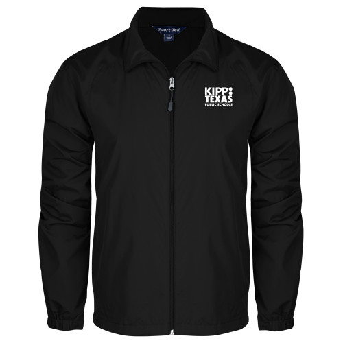 Black Full Zip Wind Jacket-KIPP Texas Stacked Logo