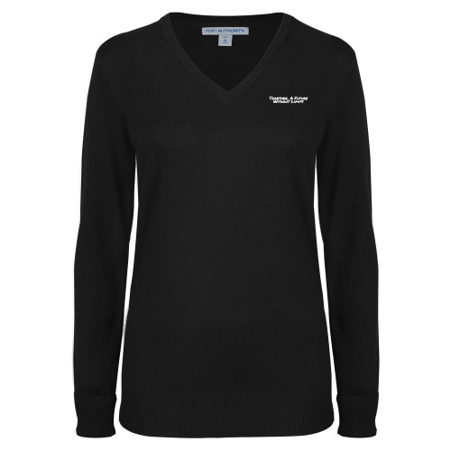 Womens Black VNeck Sweater-Tagline