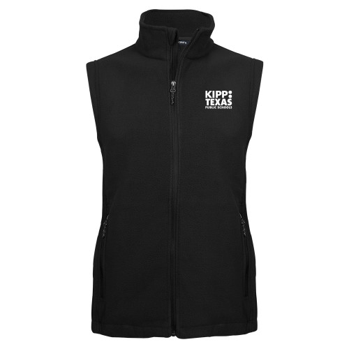 Black Fleece Full Zip Vest-KIPP Texas Stacked Logo