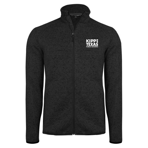 Black Heather  Sweater Fleece Jacket-KIPP Texas Stacked Logo
