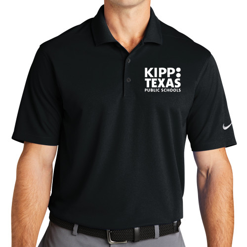 Nike Black Dri Fit Micro Pique 2.0 Polo-KIPP Texas Stacked Logo