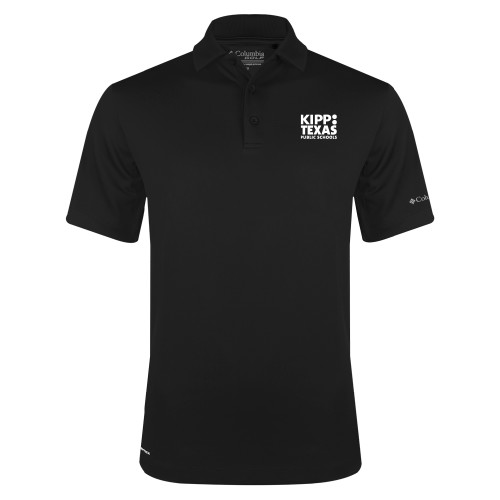 Columbia Black Omni Wick Drive Polo-KIPP Texas Stacked Logo