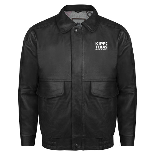 Black Buffed Bomber Jacket-KIPP Texas Stacked Logo