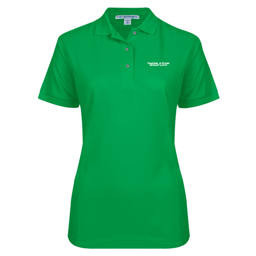 Womens Silk Touch Kelly Green Pique Polo-Tagline
