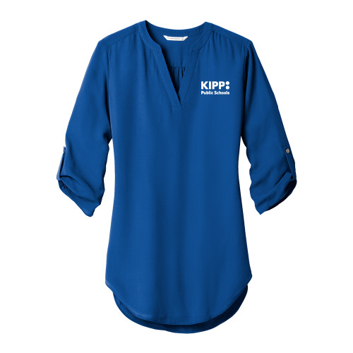 Womens Royal 3/4 Sleeve Tunic Blouse-KIPP Public Schools