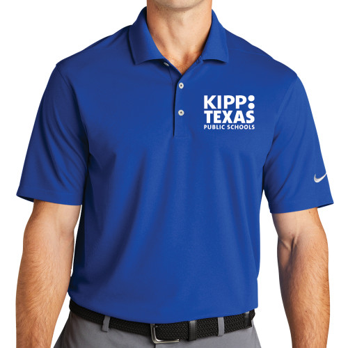 Nike Royal Dri Fit Micro Pique 2.0 Polo-KIPP Texas Stacked Logo