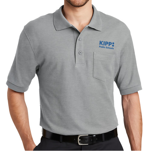 Grey Silk Touch Polo w/ Pocket-KIPP Public Schools