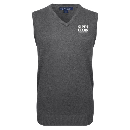 Charcoal VNeck Sweater Vest-KIPP Texas Stacked Logo