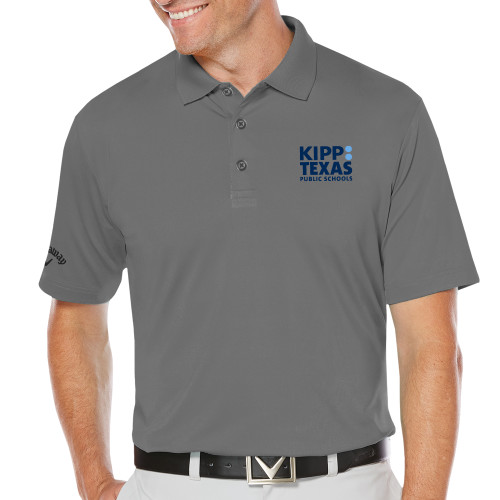 Callaway Steel Grey Opti Dri Chev Polo-KIPP Texas Stacked Logo